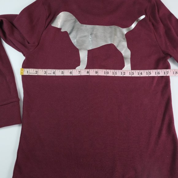 NWT Victoria's Secret PINK Burgundy Long Sleeve Waffle Knit Crop Thermal L NEW - Picture 10 of 12